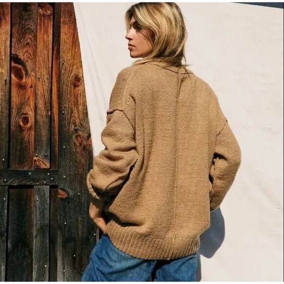 Free People Brookside Tunic Sweater Knit in Desert Camel Size M - Picture 2 of 11